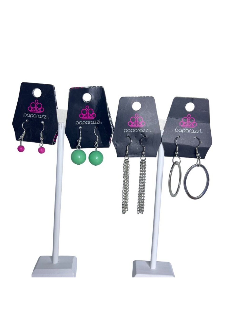 Lot of 4 Paparazzi Silver Tone Pierced Dangle Earrings (6448)